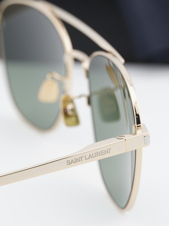Saint Laurent SL531 011 Aviator Sunglasses - Gold / Green
